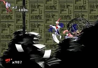 Отображение результата после выполнения миссии в Earthworm Jim 2