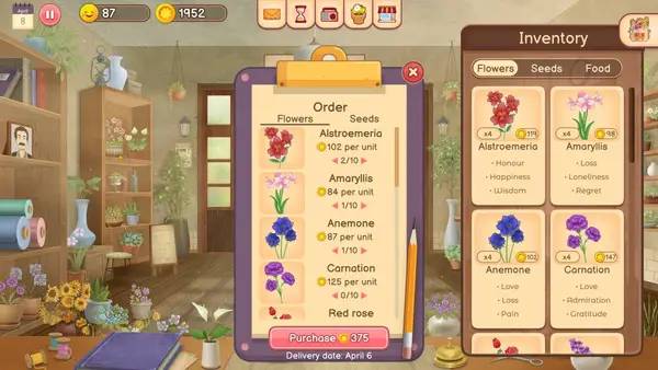 Отображение результата после выполнения миссии в Hanako's Flower Shop