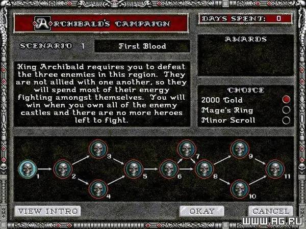 Отображение результата после выполнения миссии в Heroes of Might and Magic 2