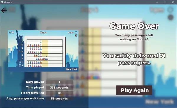 Отображение результата после выполнения миссии в Operator Elevator