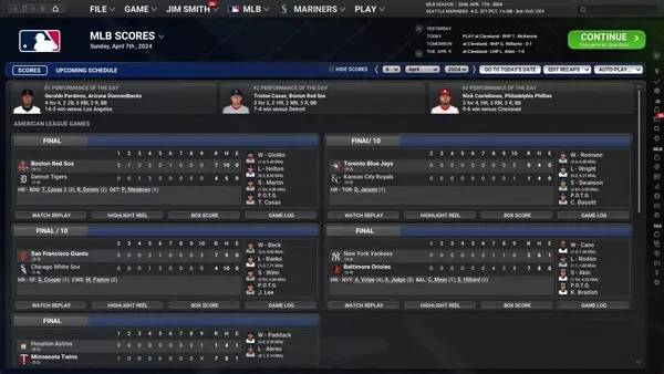 Отображение результата после выполнения миссии в Out of the Park Baseball 25