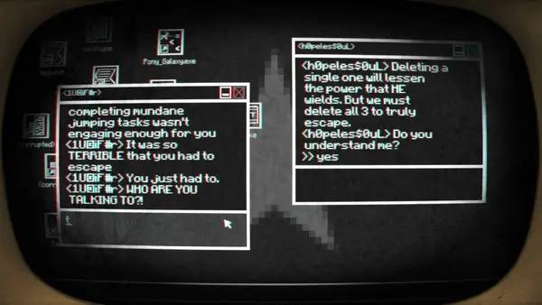 Отображение результата после выполнения миссии в Pony Island