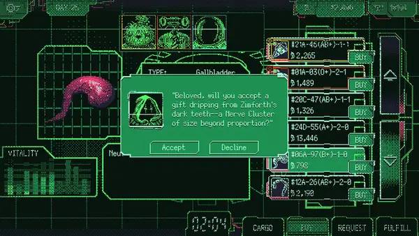 Отображение результата после выполнения миссии в Space Warlord Organ Trading Simulator
