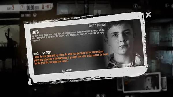 Отображение результата после выполнения миссии в This War of Mine  The Little Ones