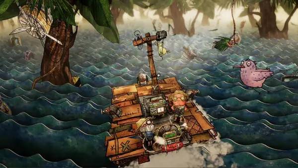 Отображение результата после выполнения миссии в Trash Sailors  Co-Op Trash Raft Simulator