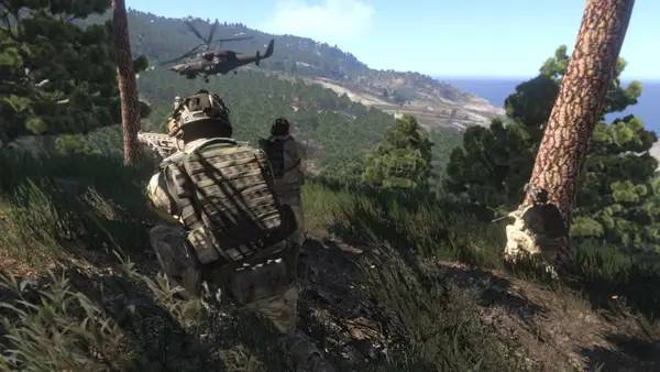 Персонаж Arma 3 в процессе выполнения задания