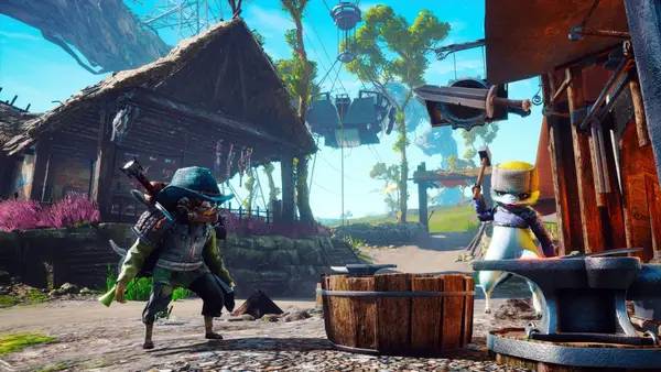 Персонаж BIOMUTANT в процессе выполнения задания