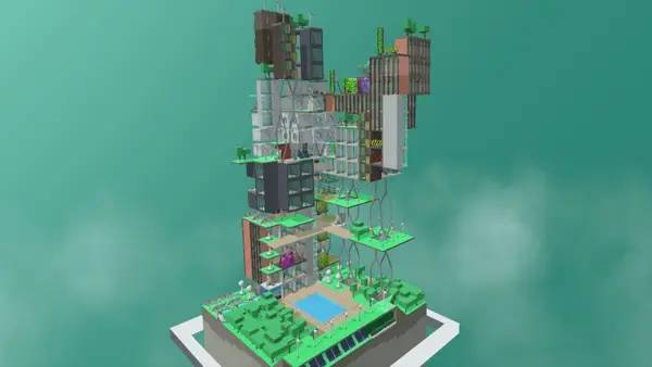 Персонаж Block'hood VR в процессе выполнения задания