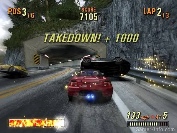 Персонаж Burnout 3 Takedown в процессе выполнения задания