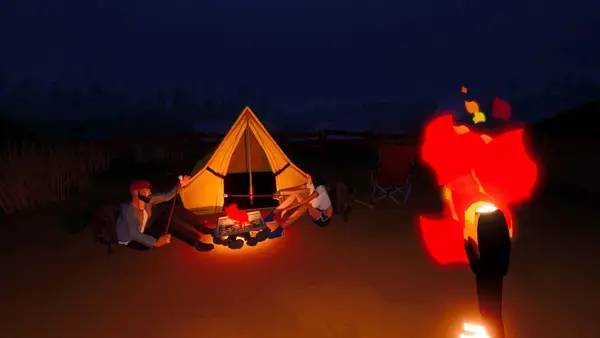 Персонаж Camping Simulator The Squad в процессе выполнения задания