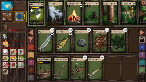 Персонаж Card Survival Fantasy Forest в процессе выполнения задания