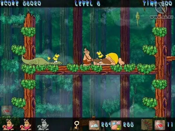 Персонаж Caveman Zac в процессе выполнения задания