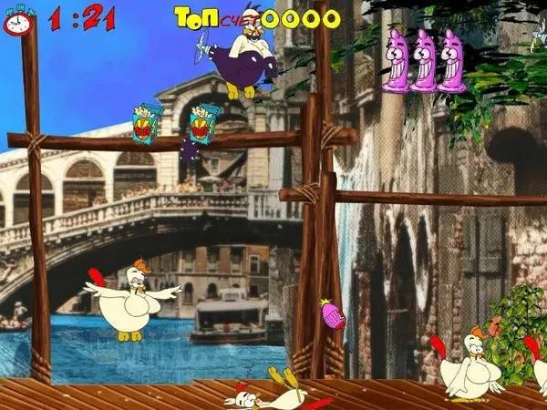 Персонаж Chicken Farm в процессе выполнения задания