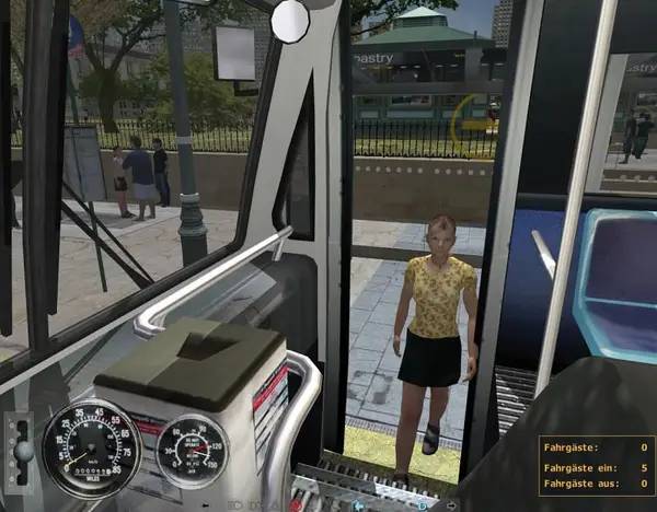 Персонаж City Bus Simulator 2010 New York в процессе выполнения задания