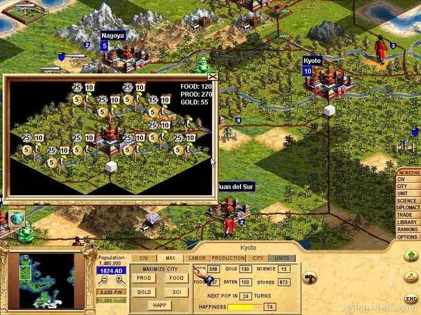 Персонаж Civilization Call to Power в процессе выполнения задания