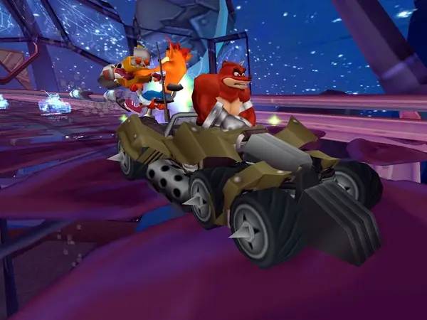 Персонаж Crash Tag Team Racing в процессе выполнения задания