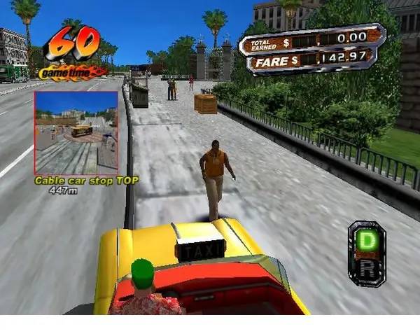 Персонаж Crazy Taxi 3 в процессе выполнения задания