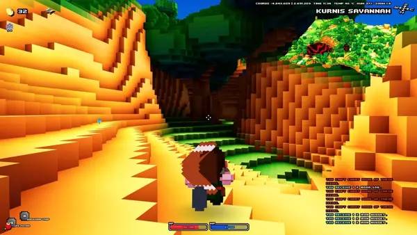Персонаж Cube World в процессе выполнения задания
