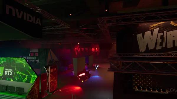 Персонаж Devolverland Expo в процессе выполнения задания