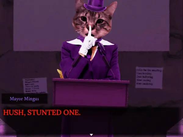 Персонаж Dialtown Phone Dating Sim в процессе выполнения задания