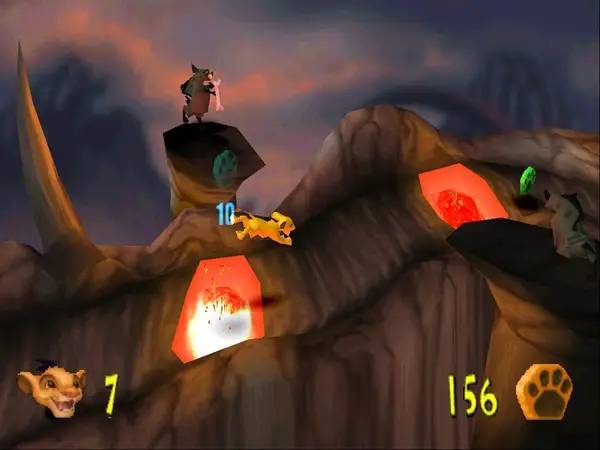 Персонаж Disney's The Lion King - Simba's Mighty Adventure в процессе выполнения задания
