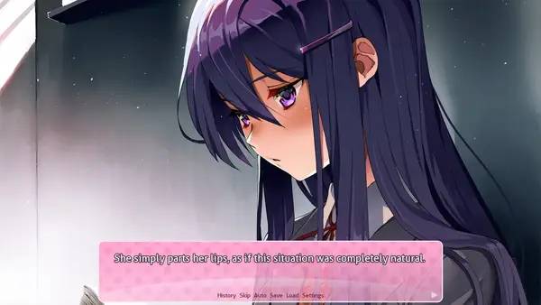Персонаж Doki Doki Literature Club! в процессе выполнения задания