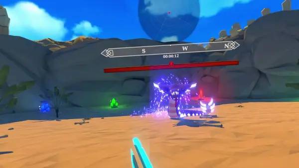 Персонаж Dragon Extinction VR в процессе выполнения задания