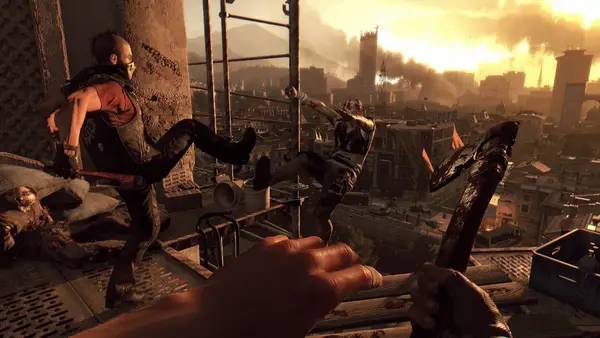 Персонаж Dying Light в процессе выполнения задания