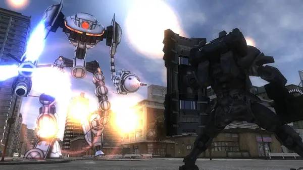 Персонаж EARTH DEFENSE FORCE 4.1 The Shadow of New Despair в процессе выполнения задания