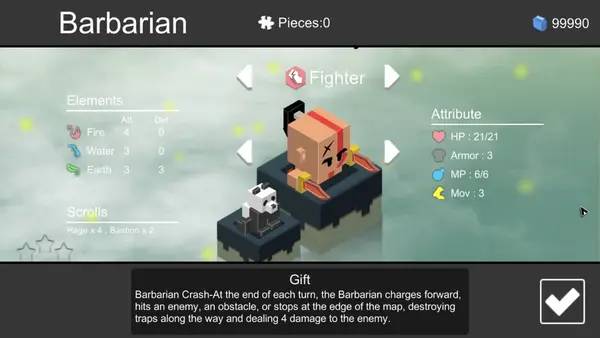 Персонаж Elemental Abyss в процессе выполнения задания