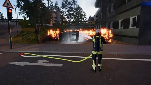 Персонаж Emergency Call 112 – The Fire Fighting Simulation 2 в процессе выполнения задания
