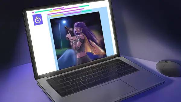 Персонаж EmyLiveShow How To Write A Bestseller в процессе выполнения задания