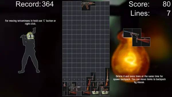 Персонаж Escape from Tatris в процессе выполнения задания