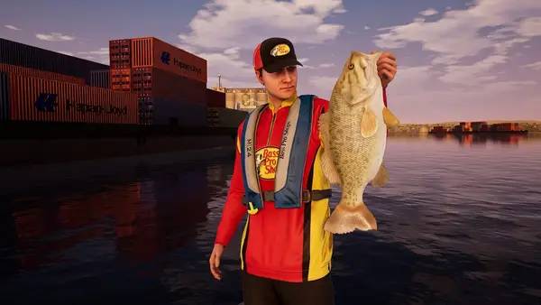 Персонаж Fishing Sim World  Bass Pro Shops Edition в процессе выполнения задания
