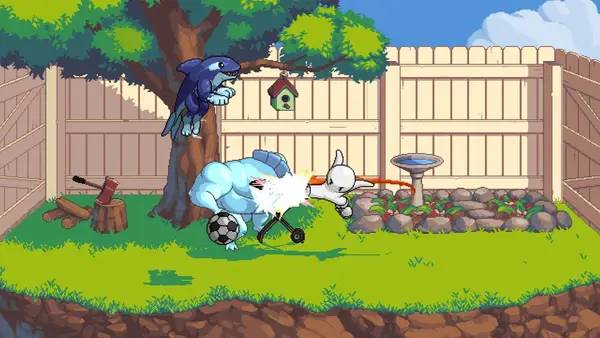 Персонаж Fraymakers в процессе выполнения задания