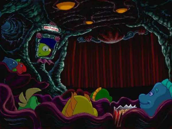Персонаж Freddi Fish 2  The Case of the Haunted Schoolhouse в процессе выполнения задания