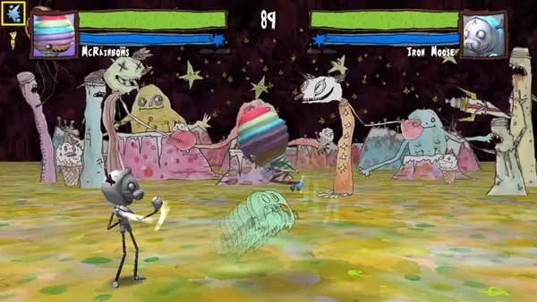 Персонаж FrightShow Fighter в процессе выполнения задания