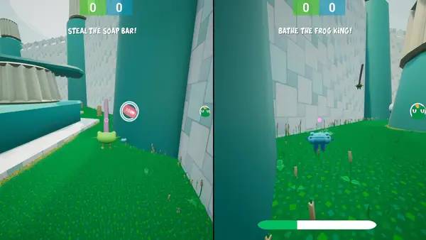 Персонаж Frog Bath в процессе выполнения задания