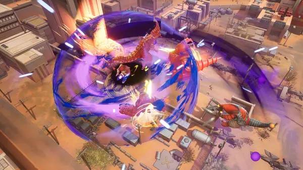 Персонаж GigaBash в процессе выполнения задания