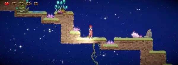 Персонаж Gjana's World в процессе выполнения задания