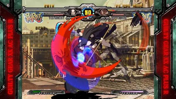 Персонаж GUILTY GEAR XX ACCENT CORE PLUS R в процессе выполнения задания