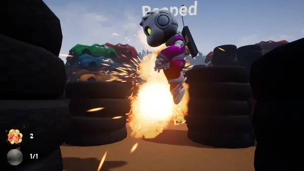 Персонаж Hide and go boom в процессе выполнения задания