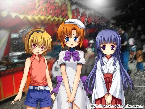 Персонаж Higurashi When They Cry Hou - Ch.1 Onikakushi в процессе выполнения задания