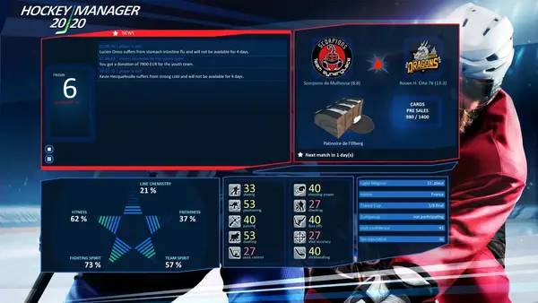 Персонаж Hockey Manager 20 20 в процессе выполнения задания