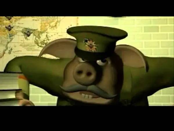 Персонаж Hogs of War в процессе выполнения задания