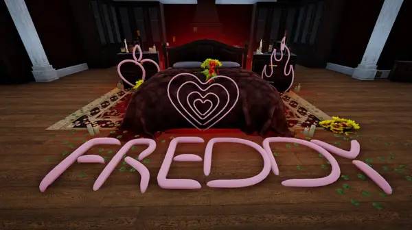 Персонаж I Love You Freddy в процессе выполнения задания