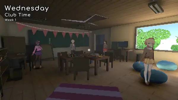 Персонаж I Wanna Be A Game Dev! в процессе выполнения задания