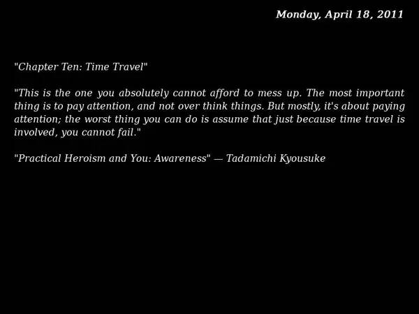 Персонаж Kyon  Big Damn Hero the Visual Novel Volume 1 в процессе выполнения задания