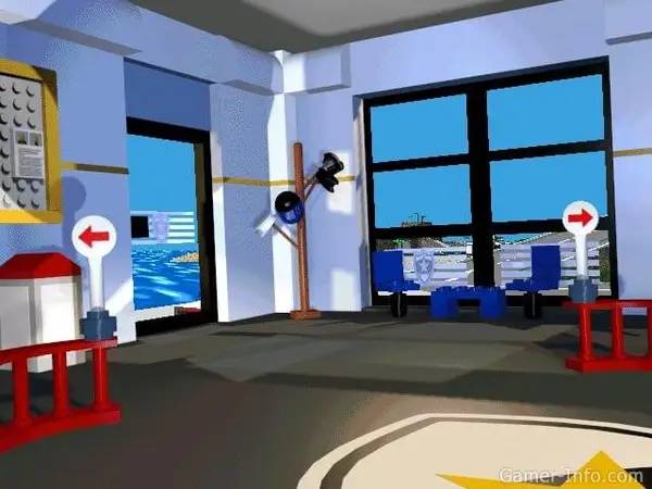 Персонаж Lego Island в процессе выполнения задания