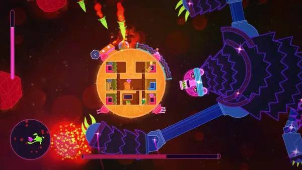Персонаж Lovers in a Dangerous Spacetime в процессе выполнения задания